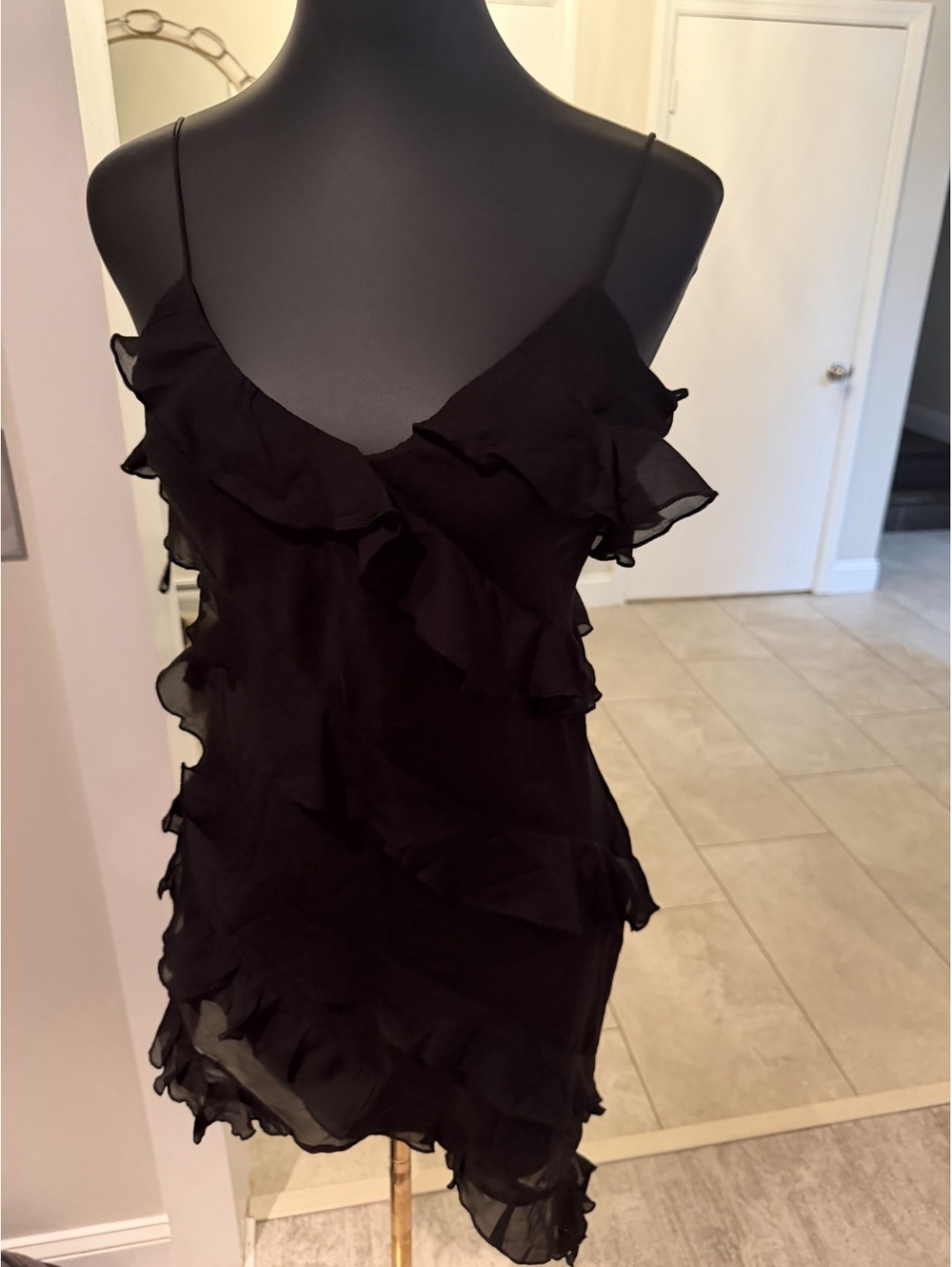 NWT Abercrombie and fitch Spaghetti Strap Ruffle Mini Dress small petite - Picture 2 of 6